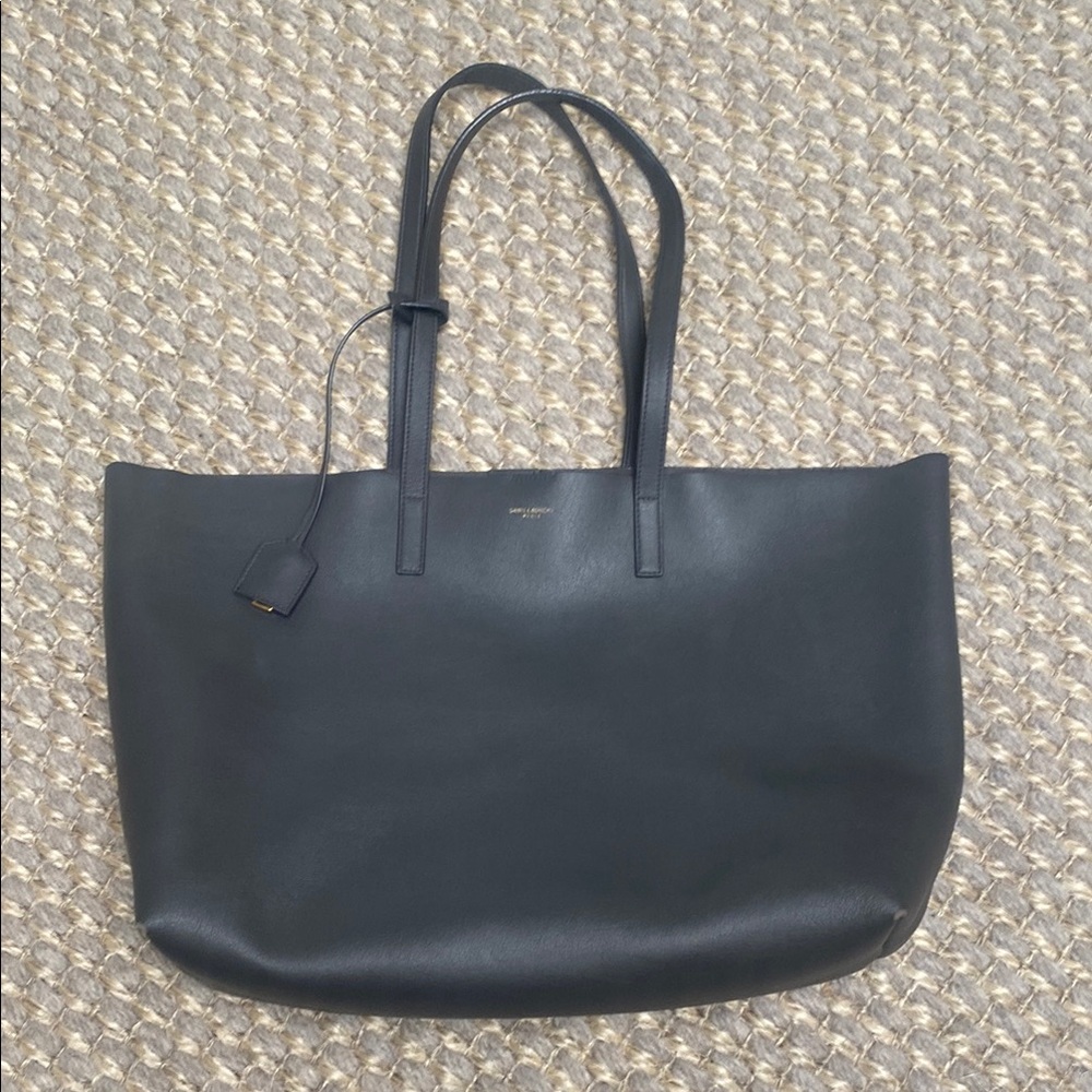 Elegant grey Leather Tote Bag
